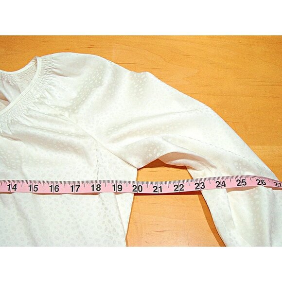 Express Lightweight Button Front Blouse Ivory Long Sleeve Puff Sleeve Top Sz XS - Picture 4 of 11